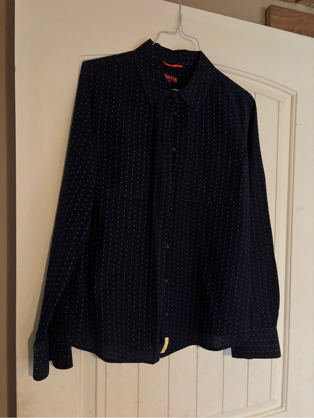 Women’s Navy Dot-Pattern Button-Up Shirt